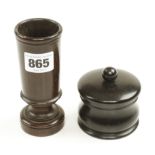 An ebony pill box and a dice shaker G++