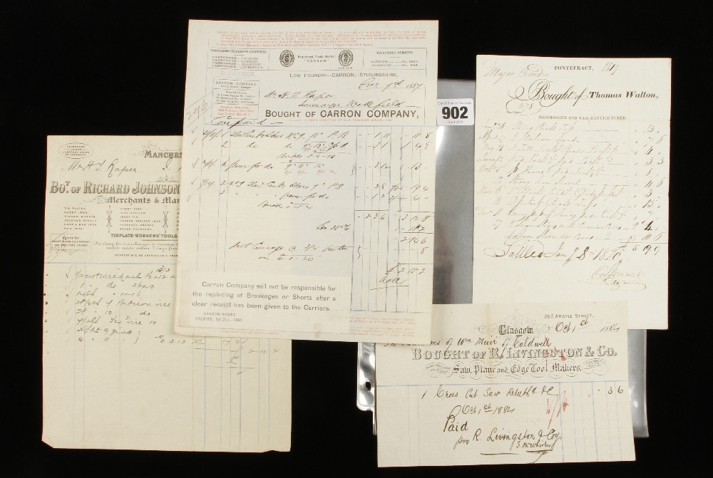 Four invoices; Thomas Walton nail manufacturer 1819, R.