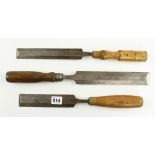 Three bevel edge paring chisels G