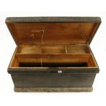 A lockable pine chest 35" x 17" x 17" with two lift out trays G+