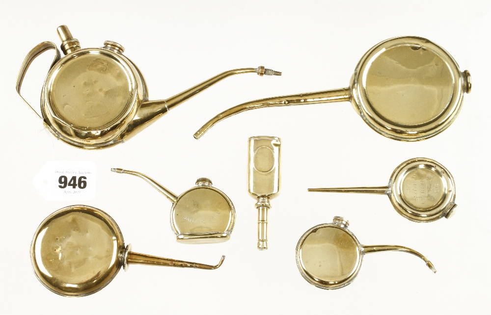 Seven brass oilers,