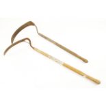 Two small (junior size) scythes one with STAINFORTH trade label G