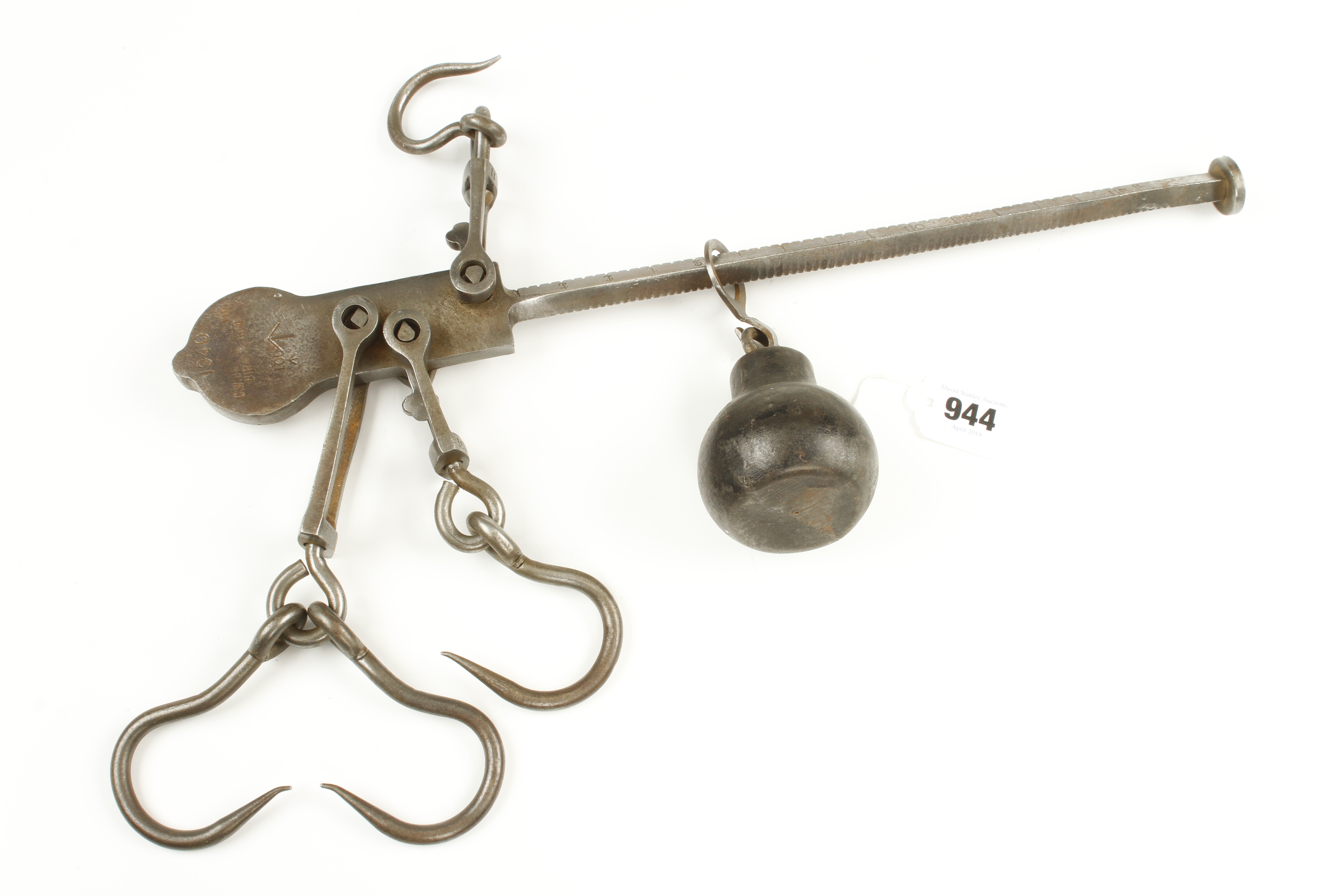 A set of butchers steel yard scales by C.W.B.