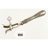 An early ham bone holder with decorative silver plated handle G++