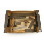 Five ebony & brass squares and five other marking tools G