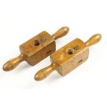 Two handled beech screw boxes by J.