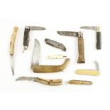 Ten various penknives some with horn scales G