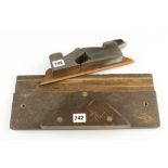 A nice quality iron shoulder plane 8" x 1 1/2" with rosewood rhino horn infill and wedge t/w a