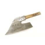 An early Austrian L/H goosewing side axe with smiths mark and 13" edge G+