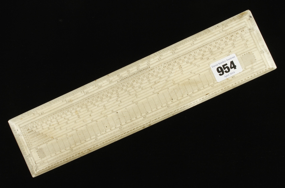 A rare large ivory scale rule 12" x 2 3/4" by A.ABRAHAM Liverpool (w.