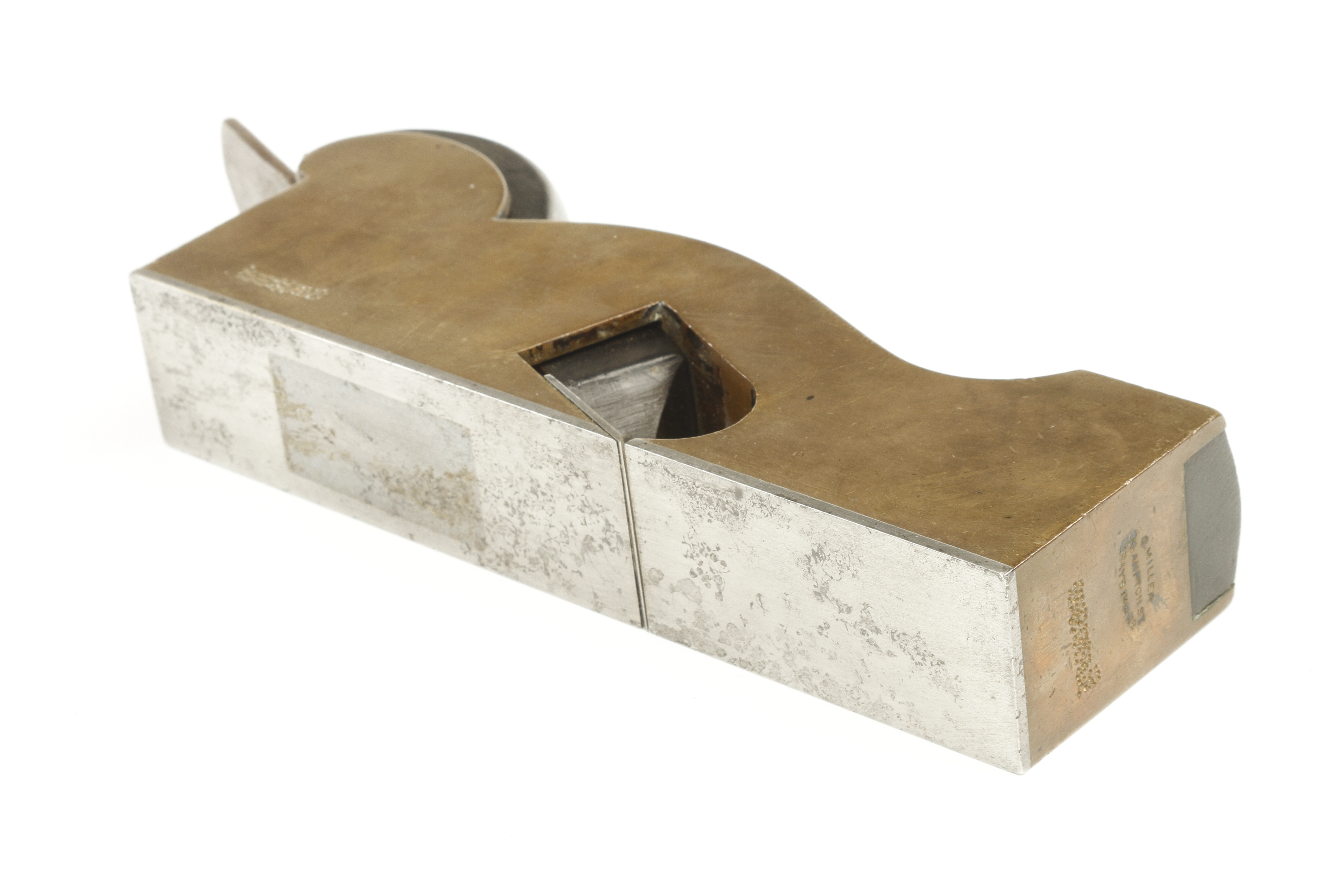 A steel soled gunmetal shoulder plane by MILLER Grey's Inn Rd with ebony infill and wedge and most - Image 3 of 3