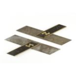 Two 12" ebony and brass mitre squares by J.