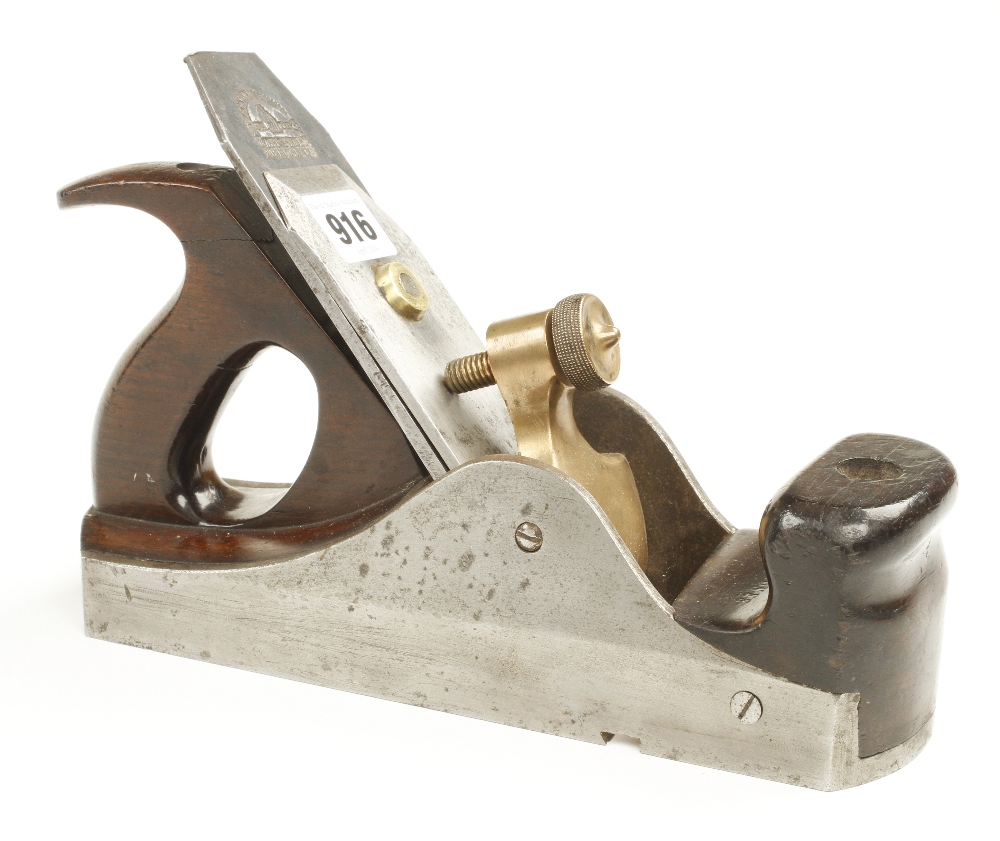 A most unusual heavy iron rebate plane 10" x 2 1/2" with sloping sides and rosewood infill and - Image 2 of 5