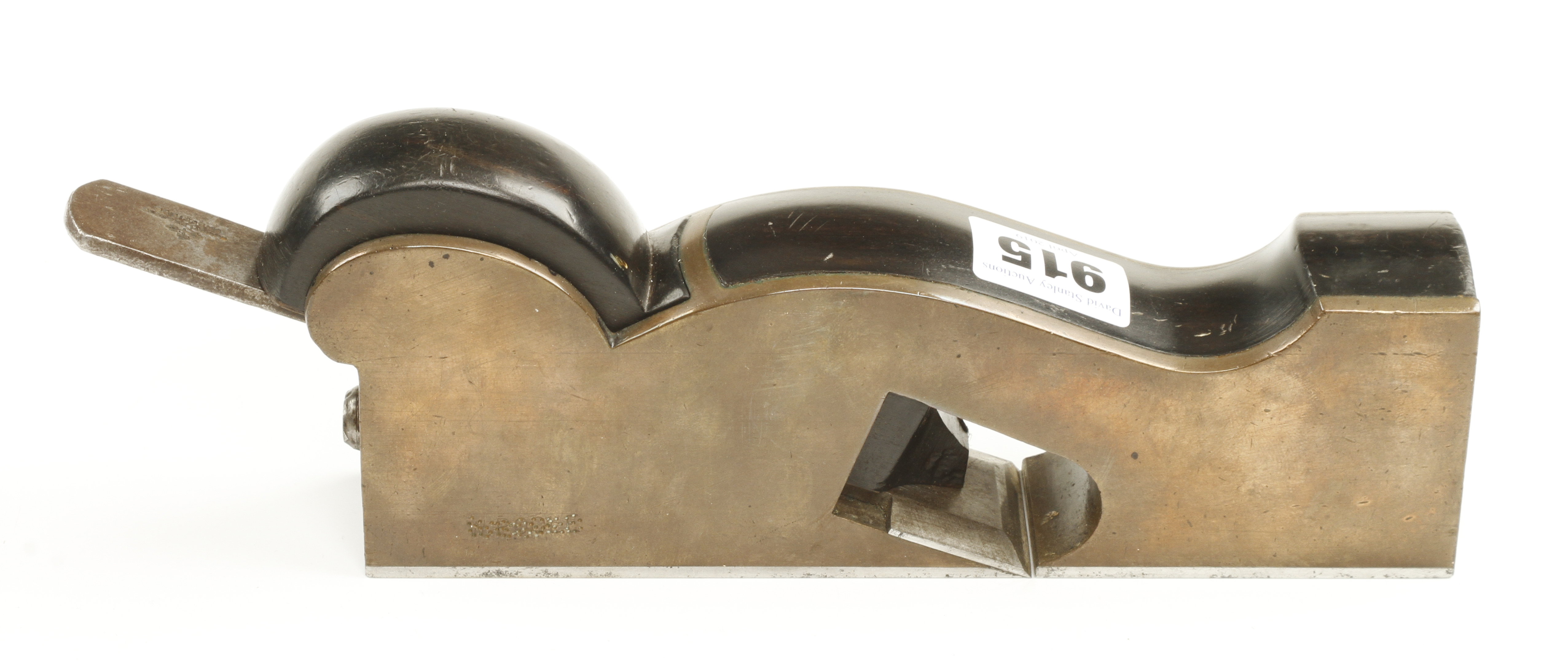 A steel soled gunmetal shoulder plane by MILLER Grey's Inn Rd with ebony infill and wedge and most - Image 2 of 3