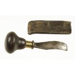 An early timber sampling gouge in leather pouch G+