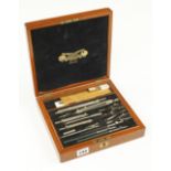 A German silver drawing set in mahogany box by NEGRETTI & ZAMBRA G