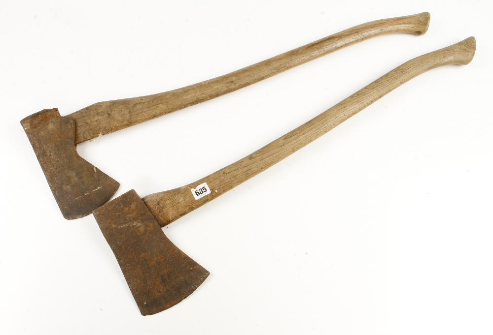 Two large felling axes G