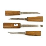 Four mortice chisels by MARPLES, FROST,