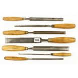Seven long paring gouges by SORBY with boxwood handles G