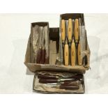 Three boxes of MARPLES chisels and carving tools G++