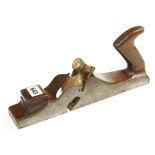 An unusual 12" iron rebate plane with mahogany infill and brass lever,