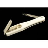 A fine ivory and German silver quill cutter by JOSEPH HAYWOOD F