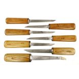 A set of 7 mortice chisels 1/8" to 5/8" with ash and beech handles G++