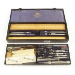 A set of drawing instruments by HARLING in tin case (produced for use in hot climates) G