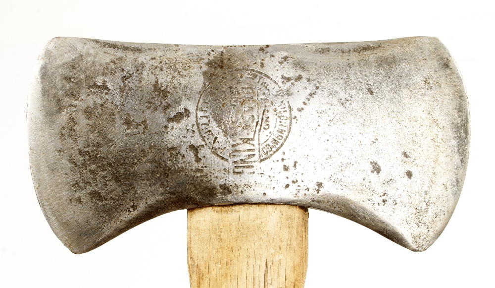 A double bitted Michigan Pattern "Black King" axe by DENNISON Hardware Co. - Image 2 of 2