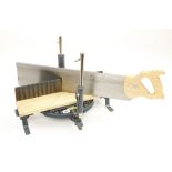 An unused STANLEY mitre box with saw N