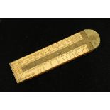 An unusual 4" boxwood and brass buyers gauge by OLNEY AMSDEN London for Sarsnet, Galloons,