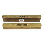 A 10 1/2" brass bound sighting level by ATKINS and a level by RABONE G