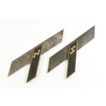 Two 12" ebony and brass mitre squares by J.