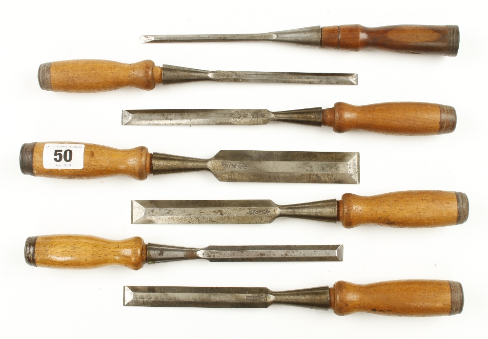 A set of 7 bevel edge socket chisels by MARPLES G