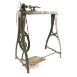 A HOBBIES treadle lathe with some orig green finish G