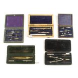 Three sets of bows and two compass's all in orig cases G