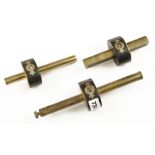 Three brass stemmed ebony mortice gauges G