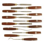 A little used set of 12 carving tools by MARPLES with rosewood handles F