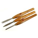 A set of 3 small turner's tools by FIRTH in orig box with orig trade labels F