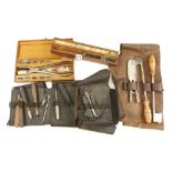 Two veterinary kits in tatty cases and a pair of tattoo pliers for pigs ears G (Plus VAT)