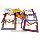 15 Masonic aprons plus 5 various collars and sashes G