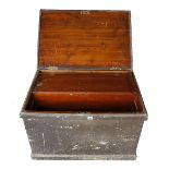 A joiners mahogany lined pine tool chest with three sliding trays 35" x 24" x 24" G