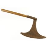 An unusual early European R/H beheading axe with 14" edge pitted G-