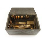 A cobbler's pine box 18" x 11" x 10" with various cobbler's tools G+