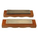 Two little used oilstones in mahogany boxes G++