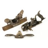 A USA STANLEY No 113 circular plane (lacks rear handle) and an early No 78 and a PRESTON spokeshave