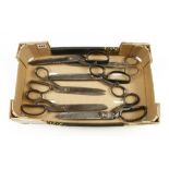 Six pairs of tailors shears G+