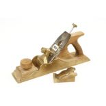 A 131/2" brass panel plane by BRISTOL DESIGN thread adjuster requires attention and a steel soled