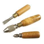 Two unusual hand drills and a buttonhole punch G+