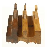 Three profiled moulding planes 2 1/4" to 2 3/4" wide by GRIFFITHS G+